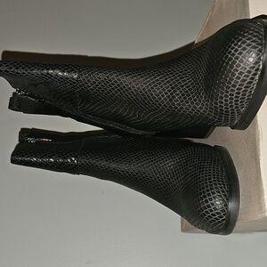Franco Sarto Black Textured Ankle Booties